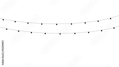 Christmas glowing garland lights on transparent background