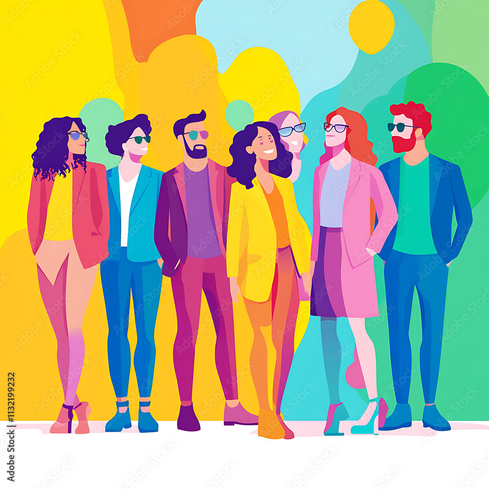Fototapeta premium Colorful Diverse People Group Illustration