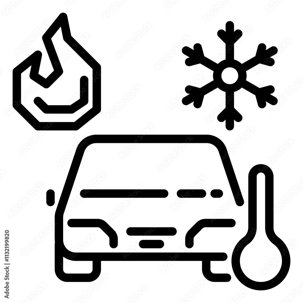 Obraz premium Car temperature icon, line icon style