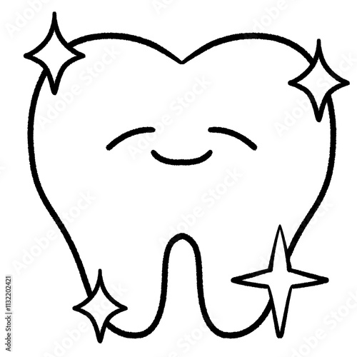 Cleaning Tooth healthy tooth icon in cartoon style isolated hand drawn illustration