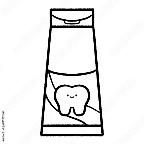 toothpaste icon good dental health Line art outline black line in cartoon style isolated hand drawn illustration
