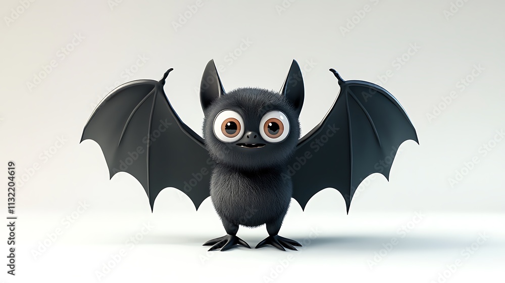 Fototapeta premium Black Bat animation cartoon style isolated on white background
