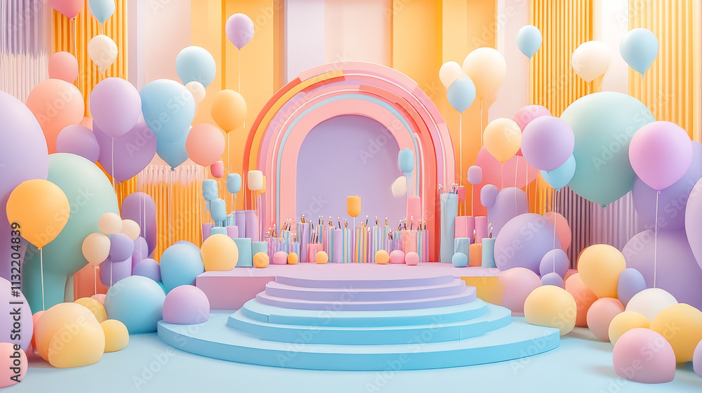 Fototapeta premium 3D Birthday Concept. 3D Illustration