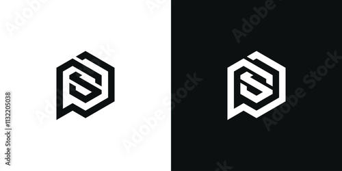 letter PS hexagon logo design inspiration