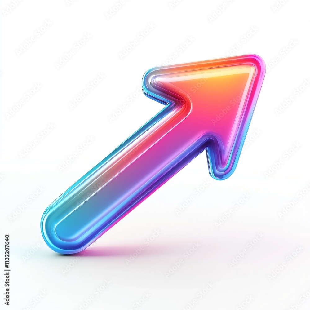 Colorful 3D Arrow Icon with Gradient Effect on White Background Colorful 3D Arrow Icon with Gradient Effect on White Background