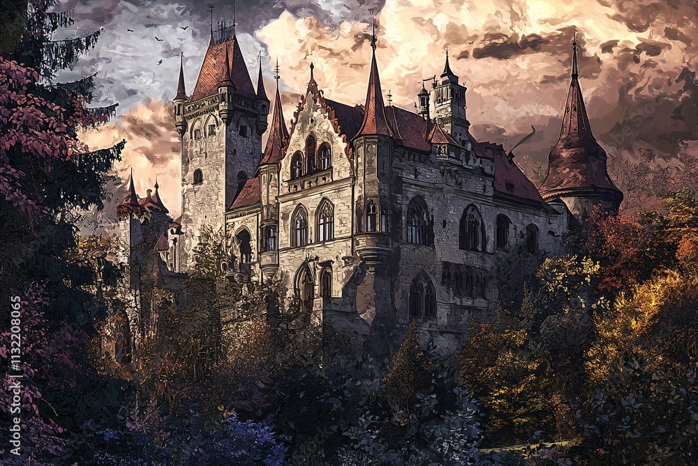 Obraz premium This stunning image beautifully captures the intricate architecture and historical significance of Czechia's majestic castles, highlighting their grandeur and cultural heritage.