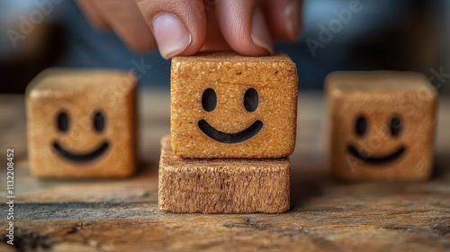 Close-Up Customer Choosing Smiley Face Emoticon