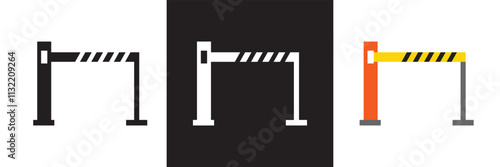 Closed barrier gate  icon limiting access to restricted area. Vector illustration. isolated on white and black background. EPS 10