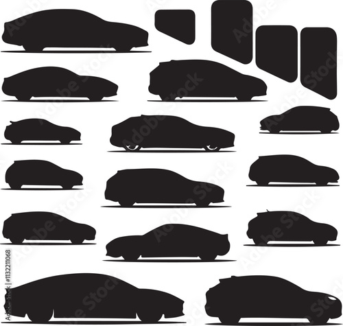 car silhouettes set - vector with white background