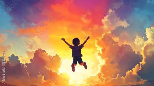 Wallpaper Mural silhouette of man jumping in the air Torontodigital.ca