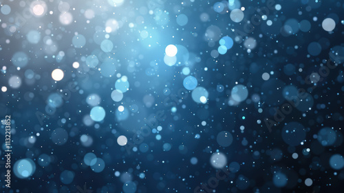 Beautiful Abstract Background with Blue and White Bokeh Lights for Creative Design or Art Projects