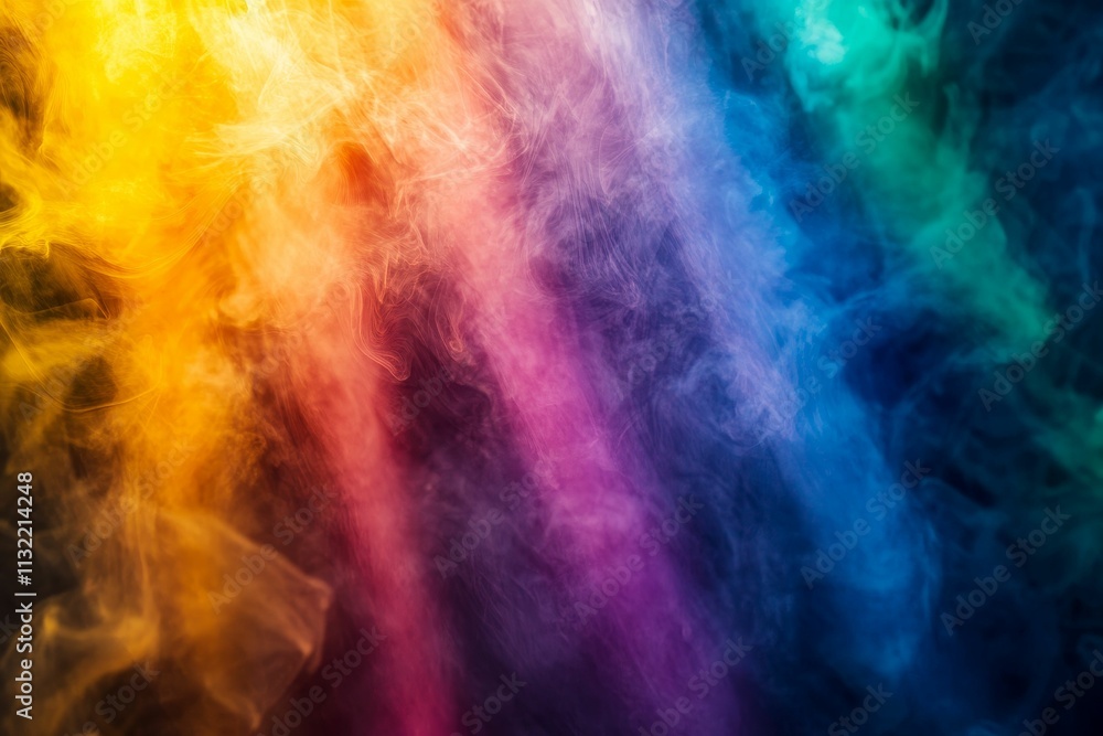 Obraz premium Colorful smoke swirls, dark background.