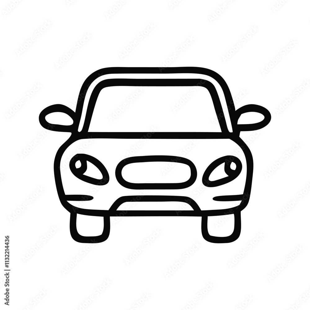 Obraz premium Car Doodle Hand-drawn Vector Icon