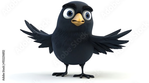 Crow 3d cartoon illustration
