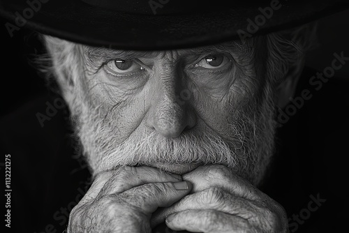 Dramatic Black and White Portrait of an Old Man