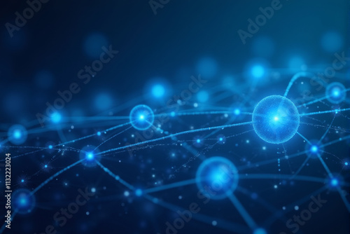 A high-tech science background with holographic displays, digital data grids, and glowing molecular structures, representing innovation..