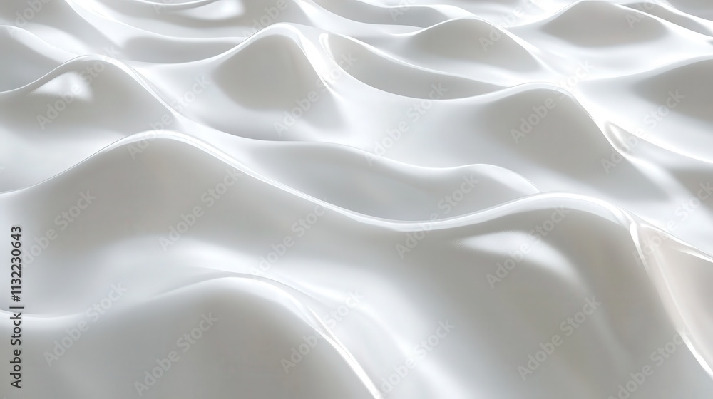 Create a 3D white wave pattern with a seamless flow, each wave gently rising and falling in a smooth, rhythmic motion. Create a 3D white wave pattern with a seamless flow, each wave gently rising and falling in a smooth, rhythmic motion.