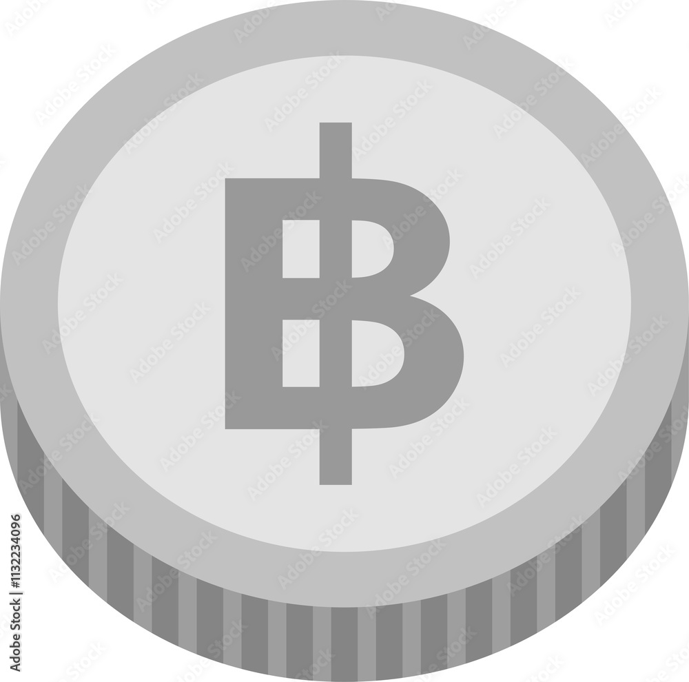 Obraz premium A tilted silver baht coin is a symbol of wealth and income.