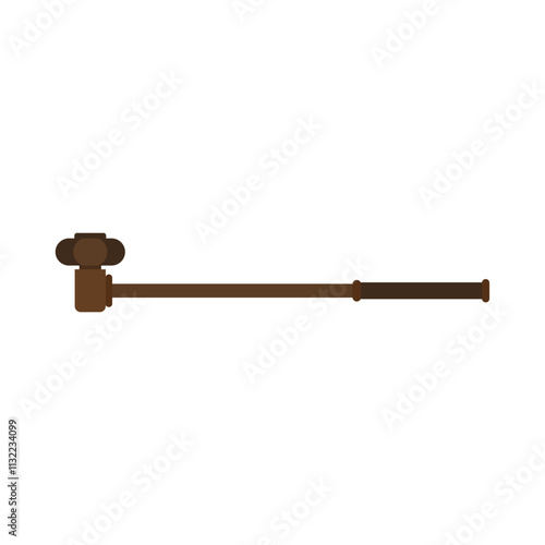 opium pipe flat design vector illustration. A pipe designed for the evaporation and inhalation of opium. antique opium pipes, smoking tools
