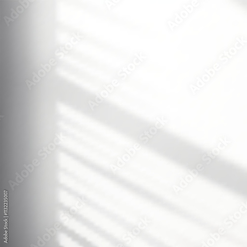 Shadow overlay effect. Window soft light realistic mockup. Vector grey room backdrop