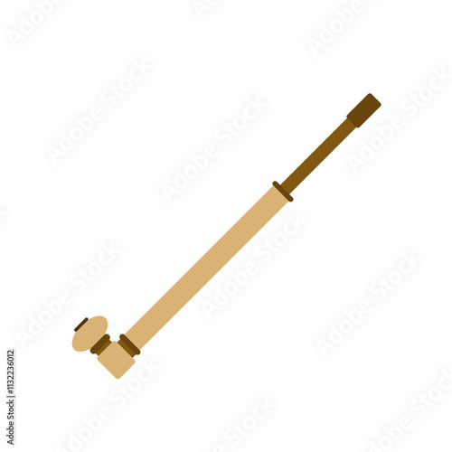 opium pipe flat design vector illustration. A pipe designed for the evaporation and inhalation of opium. antique opium pipes, smoking tools
