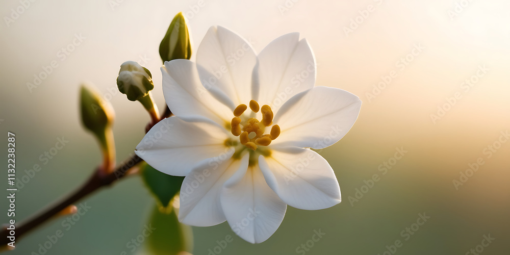 Fototapeta premium jasmine flower blooming in the morning, created by Generative AI