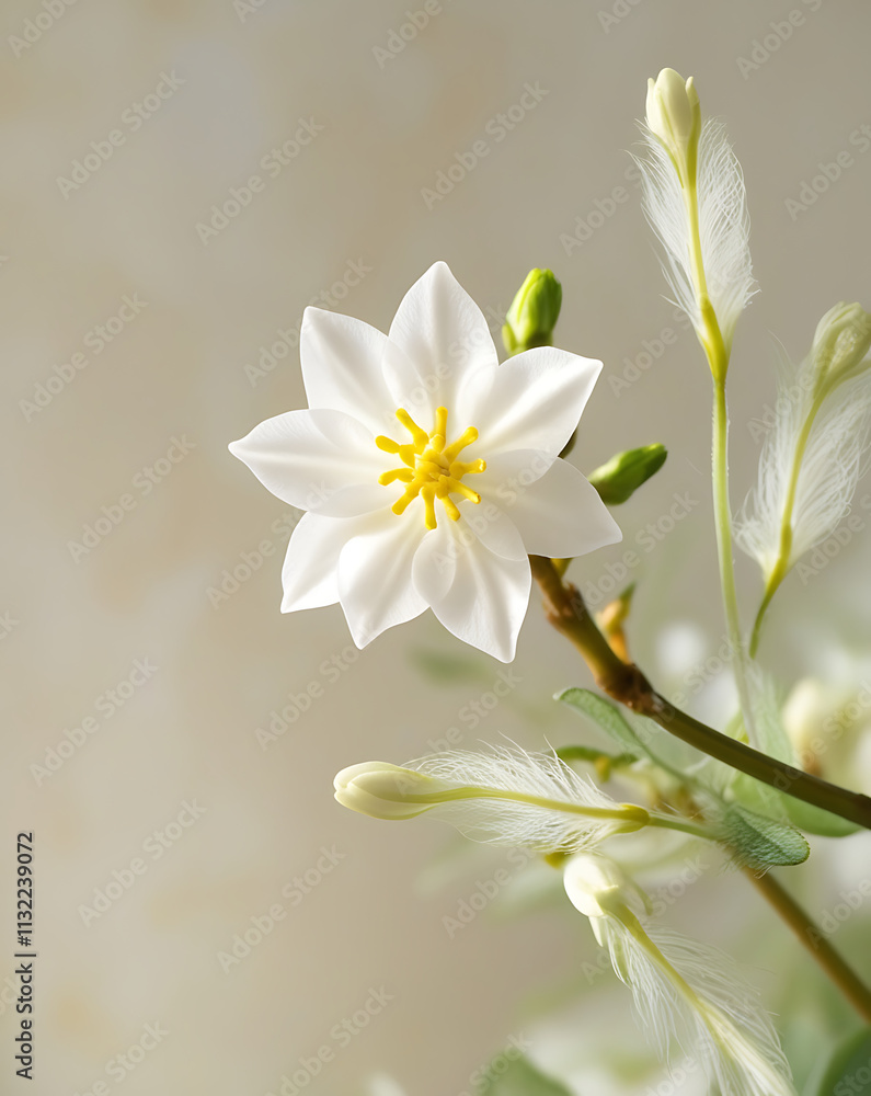 Fototapeta premium jasmine flower blooming in the morning, created by Generative AI