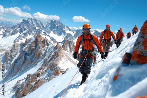 Wallpaper Mural Mountain Climbers Ascending a Snowy Ridge Torontodigital.ca