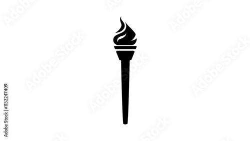 torch emblem, black isolated silhouette