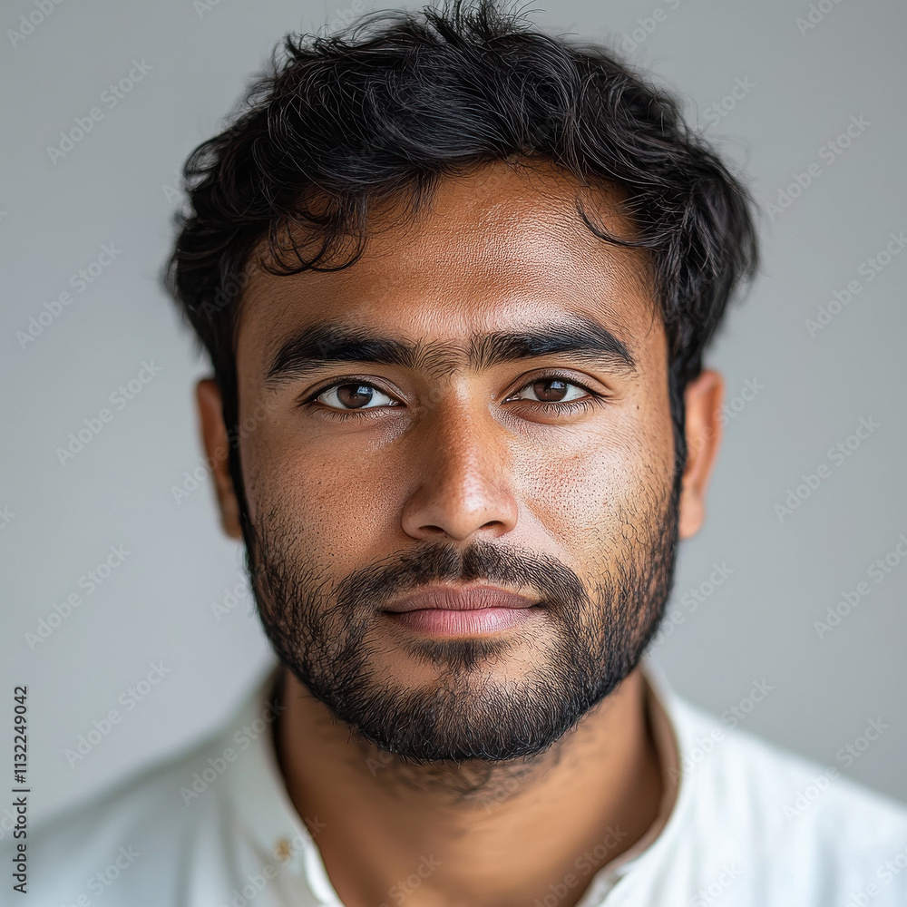 Fototapeta premium close up of young indian man on white background