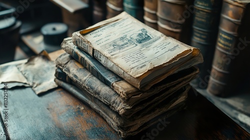 Antique Books: A Stack of Vintage Literary Treasures photo