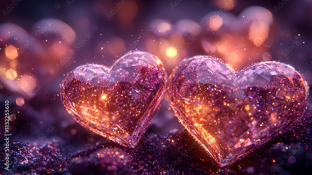Obraz premium Glittering Hearts of Love