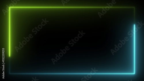 Wallpaper Mural Glowing neon frame transitions from vibrant green to blue against dark background. Minimalist rectangular border with seamless gradient. Modern tech-inspired aesthetic. Clean design element.
 Torontodigital.ca