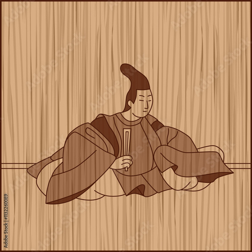 木彫り風正方形百人一首　壬生忠見