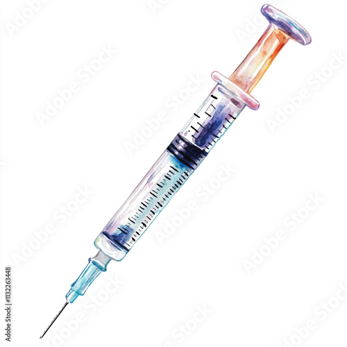 Syringe watercolor clipart illustration