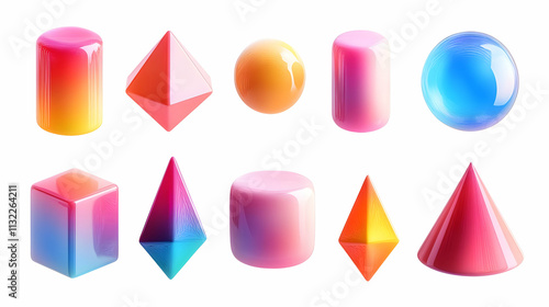 Vibrant 3D Geometric Shapes Illustration