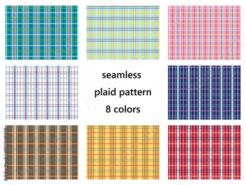 タータンチェック柄のシームレスパターンのセット
