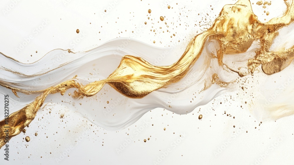 Fototapeta premium Fluid gold abstract art digital creation modern design minimalist style aesthetic inspiration contemporary elegance