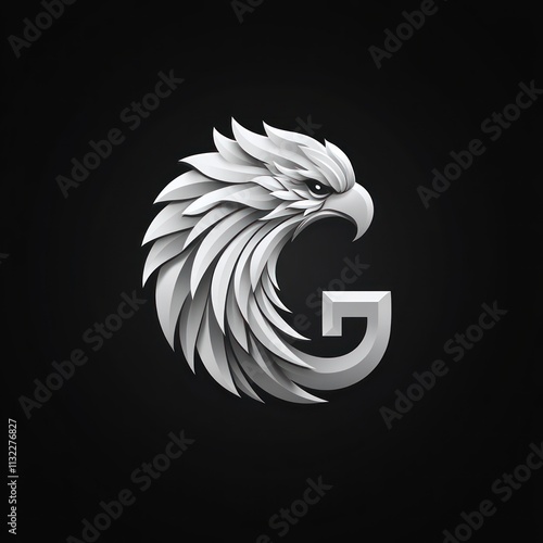 Eagle head forming letter G logo design. photo