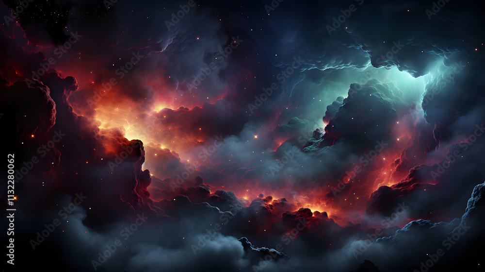 Fototapeta premium Digital space with Milky Way and nebula abstract graphic poster web page PPT background