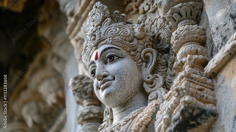 Fototapeta premium Vishnu is the god of Preservation, the great maintainer who often appears in various incarnations avatara to provide salvation for humanity Some of his best-known avatars who are tremendously pop. AI