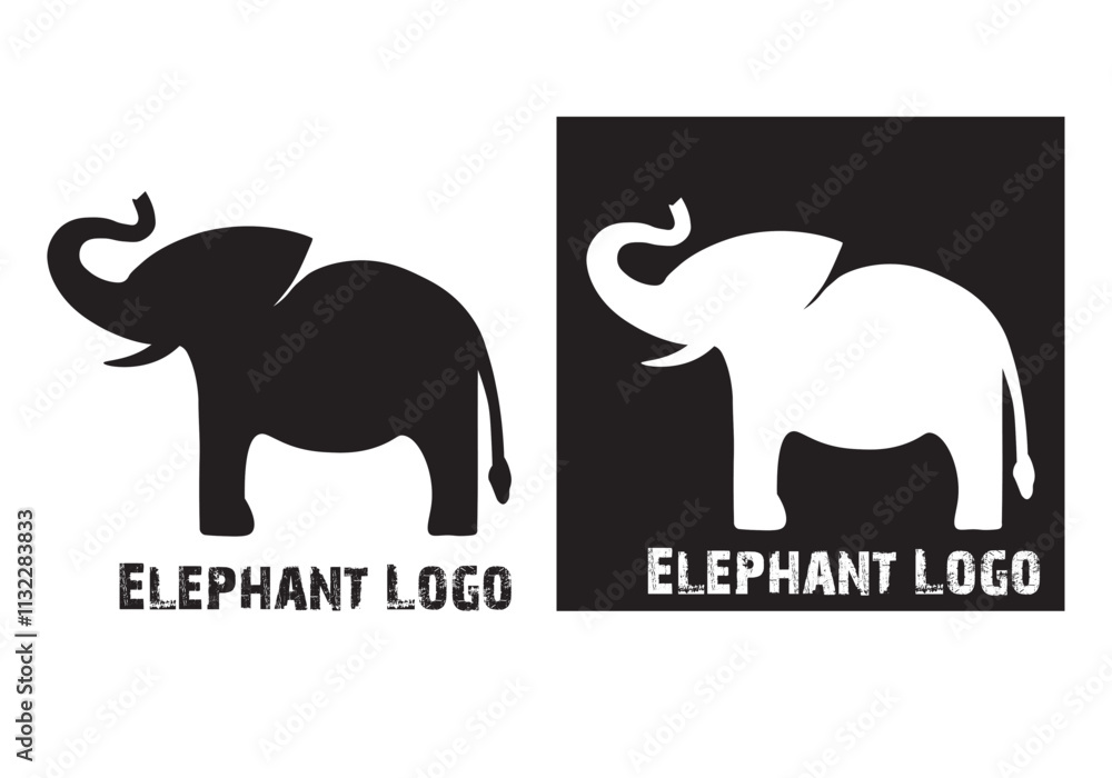 Fototapeta premium Elephant logo vector, Elephant zoo safari logo design template, Modern elephant logo, elephant holding the trunk 