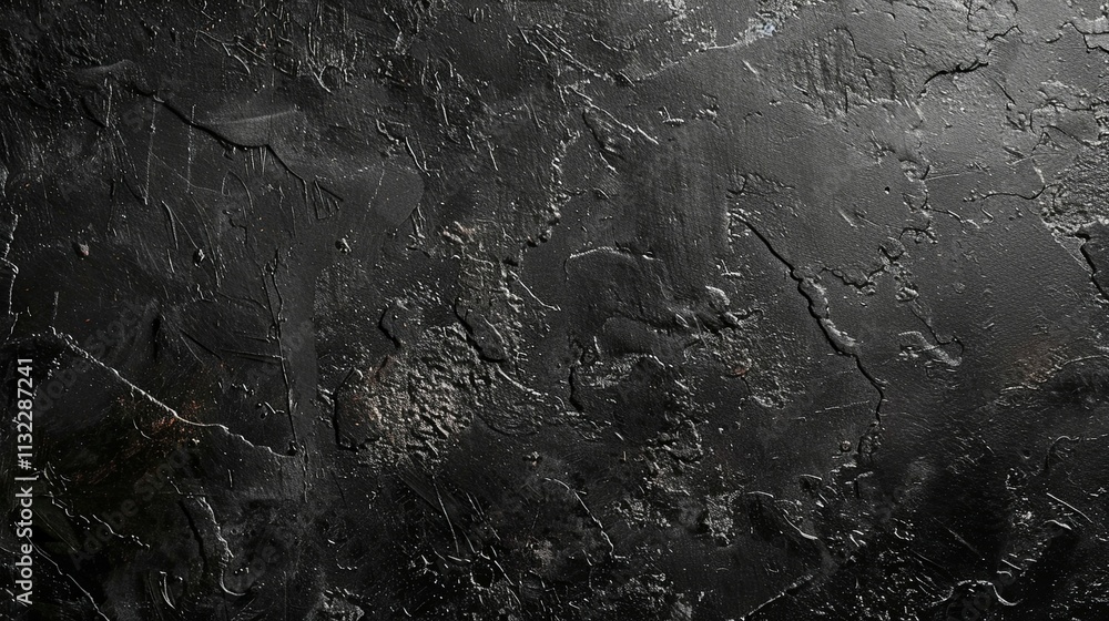 Fototapeta premium Dark Textured Black Surface, Abstract Background with Rough, Cracked Pattern