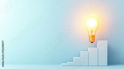 Business and Success A chart with an upward trend, culminating in a bright lightbulb, symbolizing business growth, strategic planning, and successful outcomes.