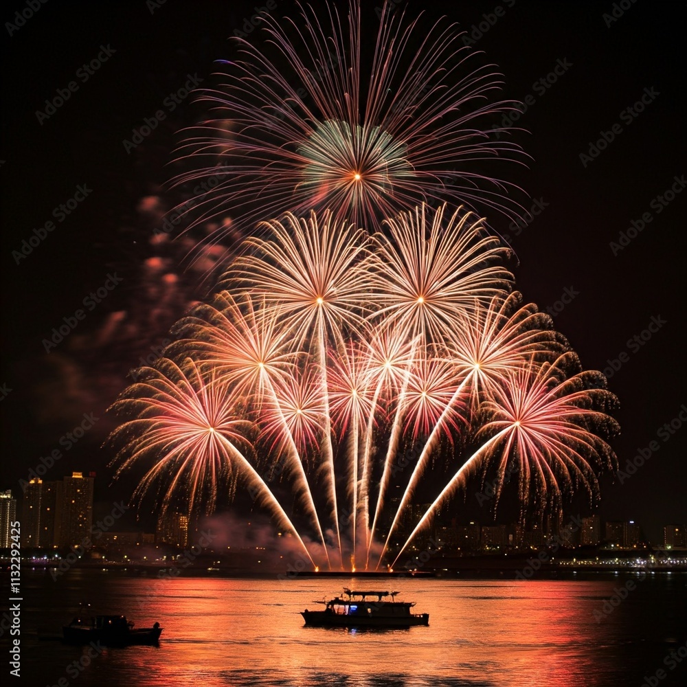 Fototapeta premium Fireworks on spacial 