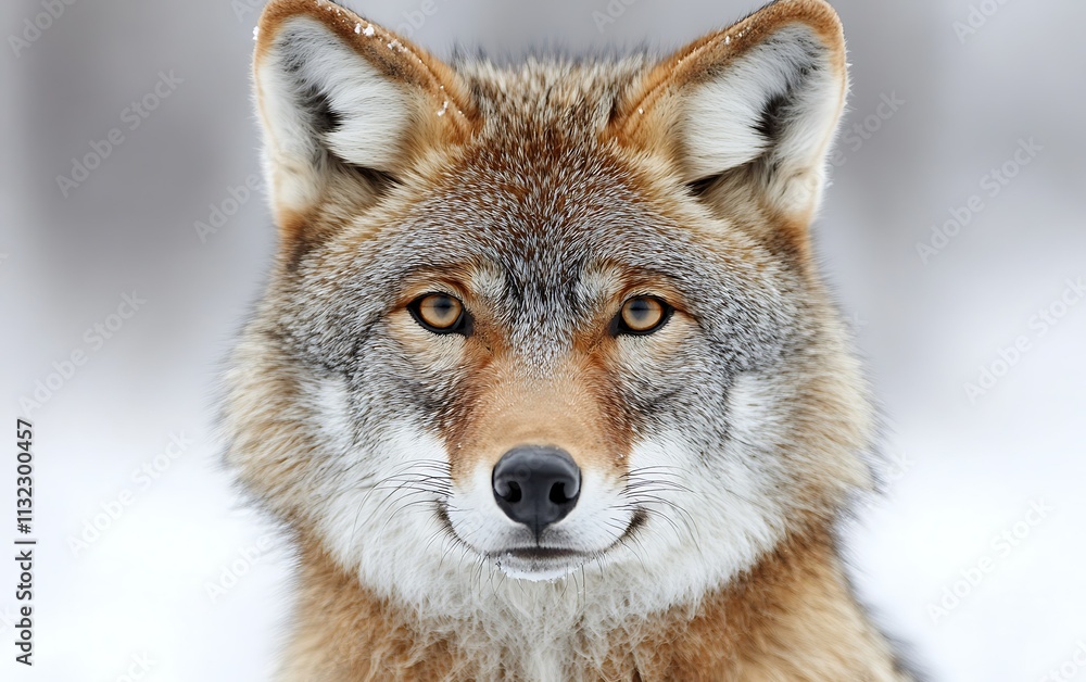 Obraz premium Close-up portrait of a red wolf in winter.