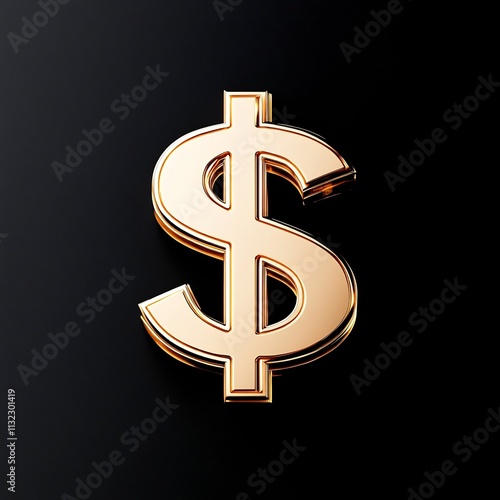 Golden Dollar Symbol on Sleek Black Background