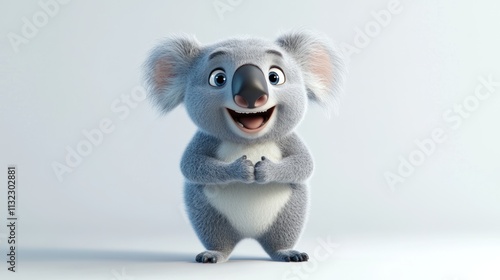 Cute cartoon koala bear standing, smiling. photo