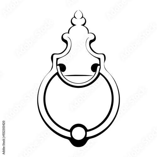 Elegant line drawing of classic door knocker design on transparent background