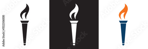 torch flame  icon.  Vector illustration. isolated on white and black background. EPS 10